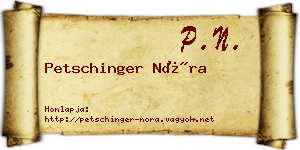 Petschinger Nóra névjegykártya